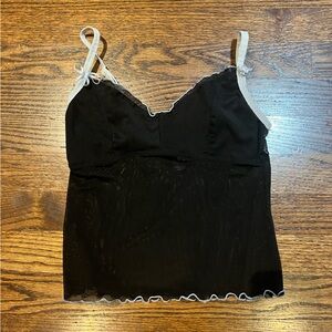 Urban Planet Black Cami with White Lace Edging